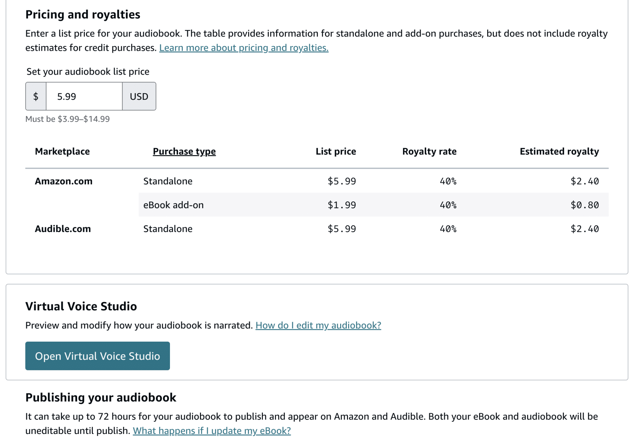 kindle-ai-book-price-voice-studio Pricing and royalties