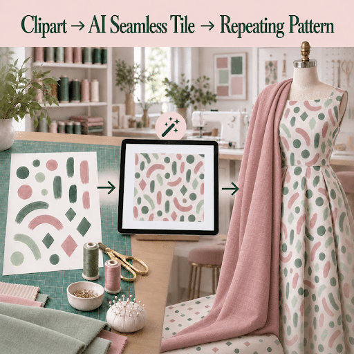 Clipart --> AI Seamless Tile --> Repeating Pattern