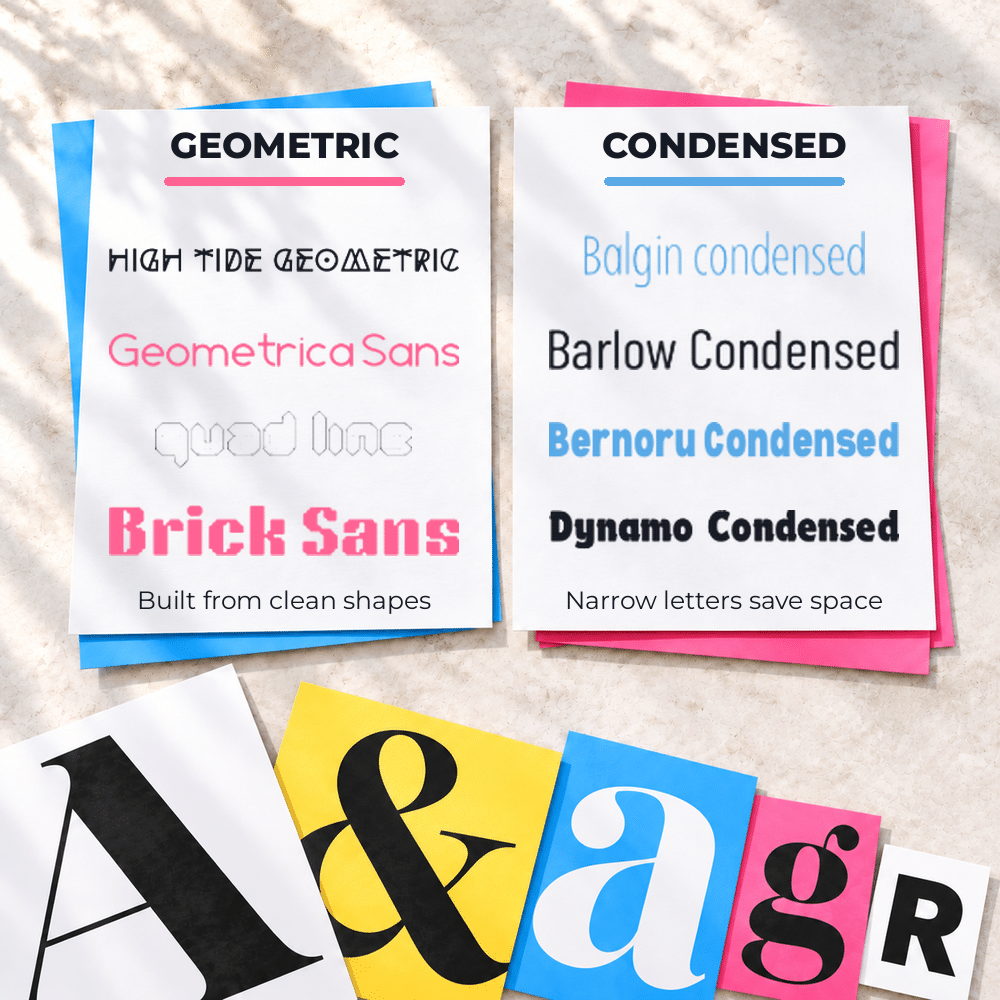 font pairings: geometric vs condensed