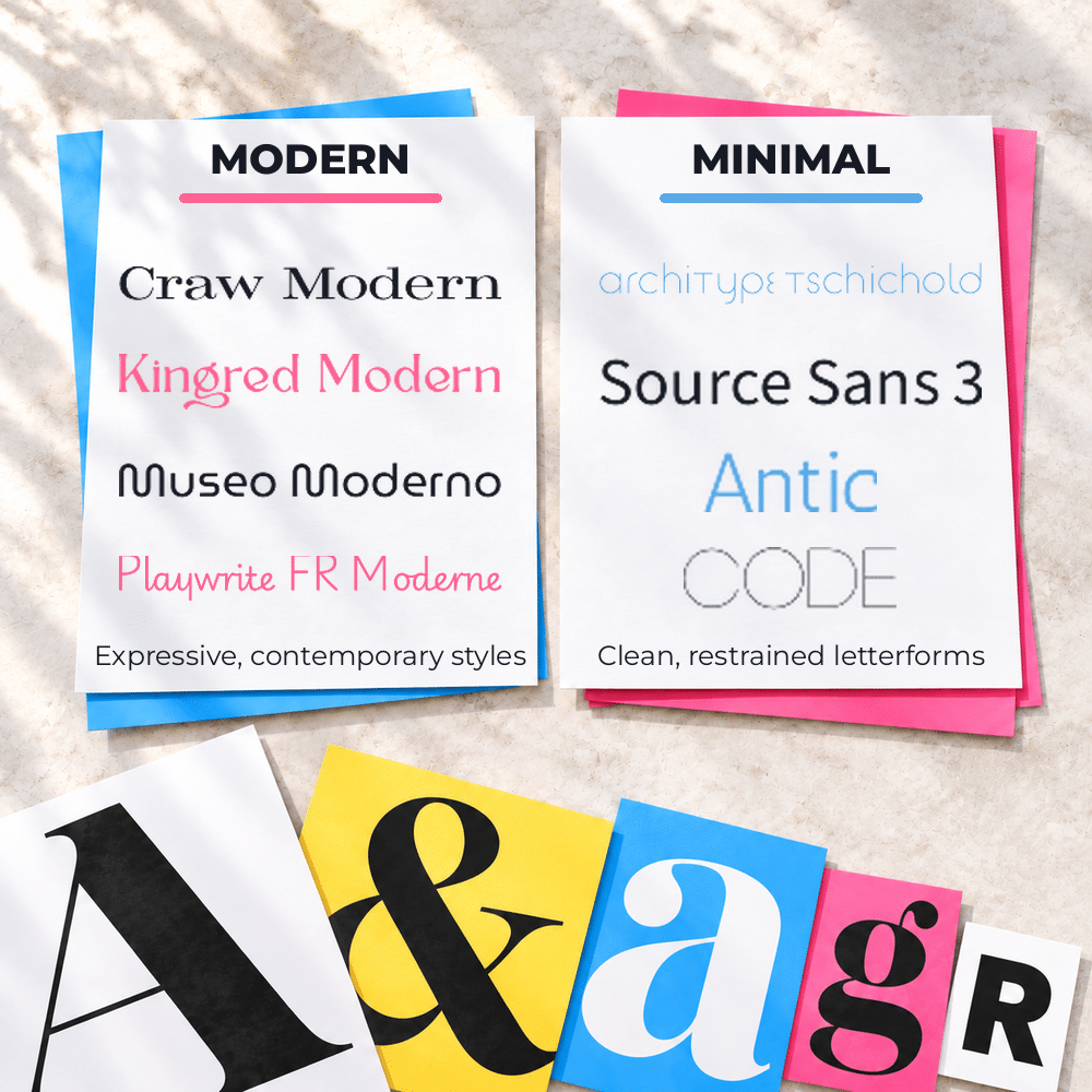 font pairings: modern vs minimal