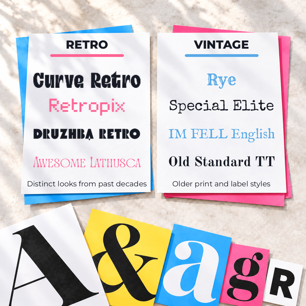 font pairings: retro vs vintage