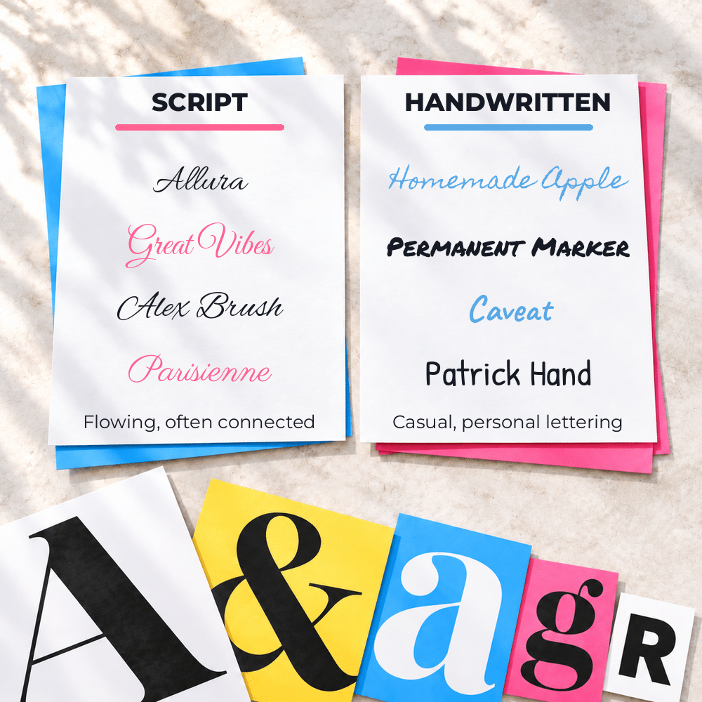 font pairings: script vs handwriting